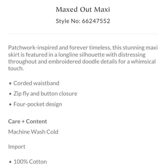 Free People Maxed Out Maxi Denim Skirt Embroidered Patchwork Size 10 - Picture 15 of 16